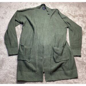 Gap Olive Green Open Front Cardigan Sweater M Easy Layer Cozy